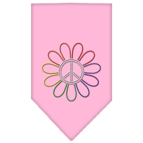 Rainbow Peace Flower Rhinestone Bandana Light Pink Small